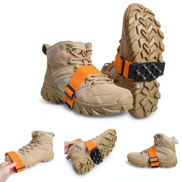 Ice Cleats AGOOL Snow Grip Shoe Spikes Orange Large 2 pcs-4