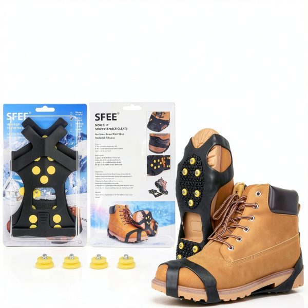 Sfee Ice Cleats Black 99IDEA Upgraded Silicone with Steel Spikes-1