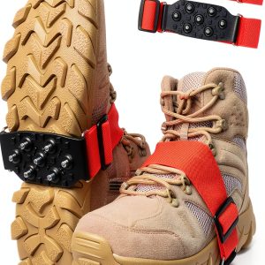 Ice Cleats AGOOL Snow Grip Shoe Spikes Orange Large 2 pcs-0