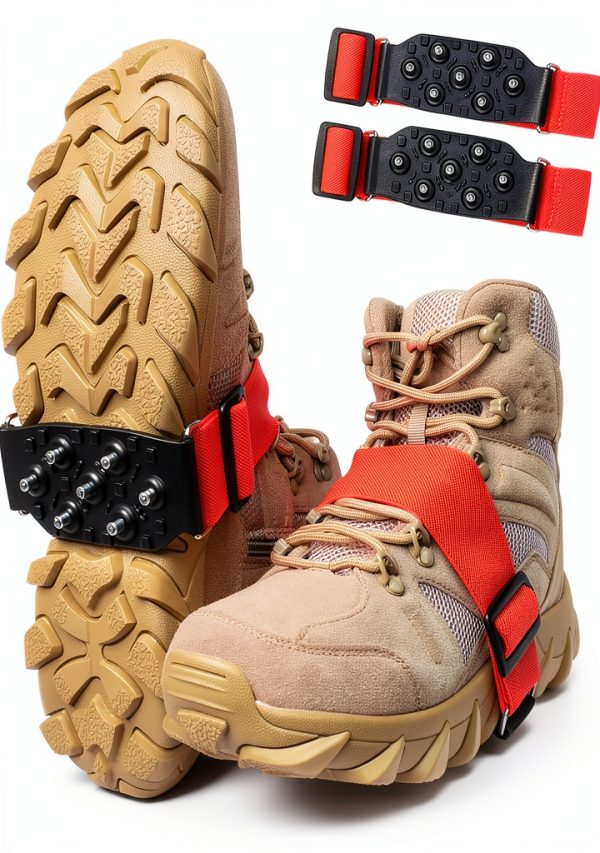 Ice Cleats AGOOL Snow Grip Shoe Spikes Orange Large 2 pcs-0