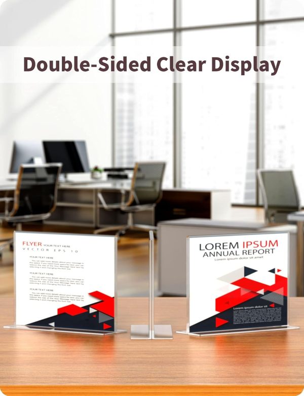 NIUBEE Acrylic Sign Holder 8.5x11 Horizontal 3‑Pack Double Sided Frame-3