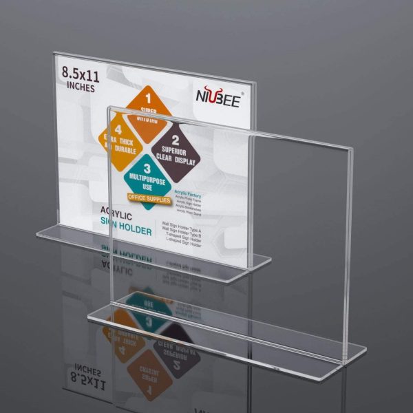 NIUBEE Acrylic Sign Holder 8.5x11 Horizontal 3‑Pack Double Sided Frame-8