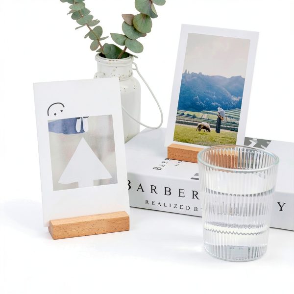 6 Pcs Wood Place Card Holders, Wooden Table Number Stands, Wooden Picture Holders Stands for Acrylic Signs, Wedding/Ceremony/Home/Party/Decoration Holders-4