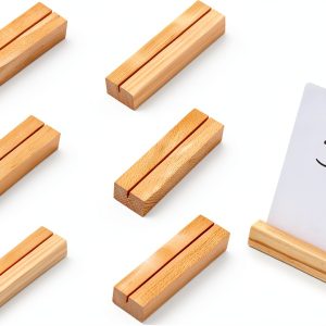 6 Pcs Wood Place Card Holders, Wooden Table Number Stands, Wooden Picture Holders Stands for Acrylic Signs, Wedding/Ceremony/Home/Party/Decoration Holders-0