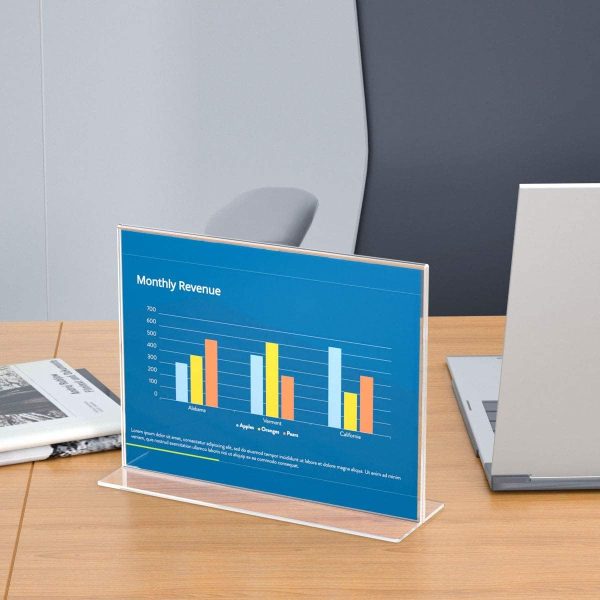 NIUBEE Acrylic Sign Holder 8.5x11 Horizontal 3‑Pack Double Sided Frame-7