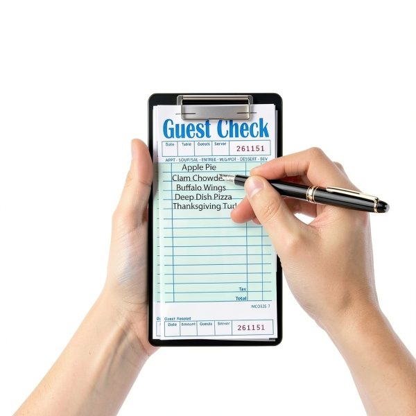 5 Pack Guest Check Books, Server Note Pads for Restaurant, Green Waiter Checkbook, Waitress Notepad, Food Receipt Book, Restaurant Order Pad 50 Sheets/Pack, 250 Total Tickets-5