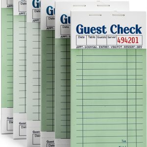 Guest Checks Budgenix Green 6 Pack 300 Sheet Notepad 6.7x3.5 Inch-0
