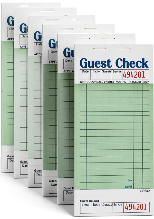 Guest Checks Budgenix Green 6 Pack 300 Sheet Notepad 6.7x3.5 Inch-0