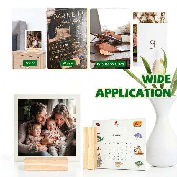 15 Pieces Wood Table Number Stands Wood Place Card Holders Picture Holder Acrylic Sign Holders for Ceremony Birthday Party Home Decoration-3