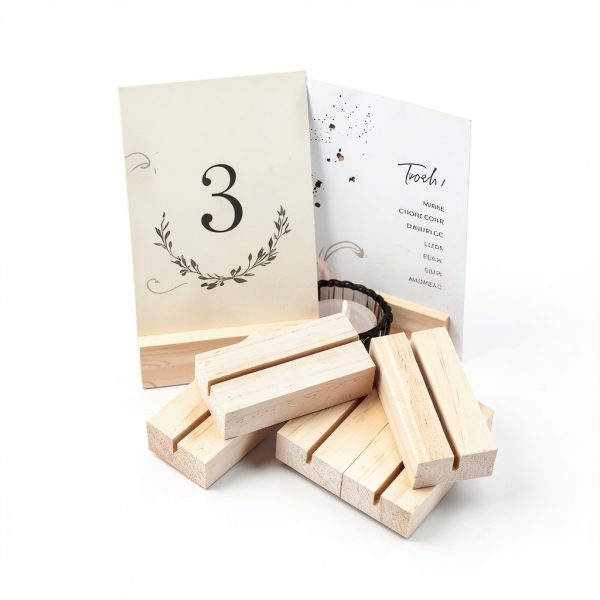 15 Pieces Wood Table Number Stands Wood Place Card Holders Picture Holder Acrylic Sign Holders for Ceremony Birthday Party Home Decoration-5