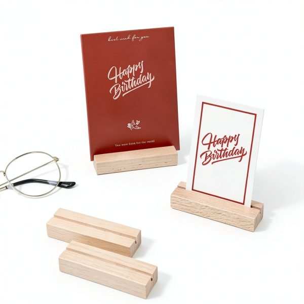 6 Pcs Wood Place Card Holders, Wooden Table Number Stands, Wooden Picture Holders Stands for Acrylic Signs, Wedding/Ceremony/Home/Party/Decoration Holders-5