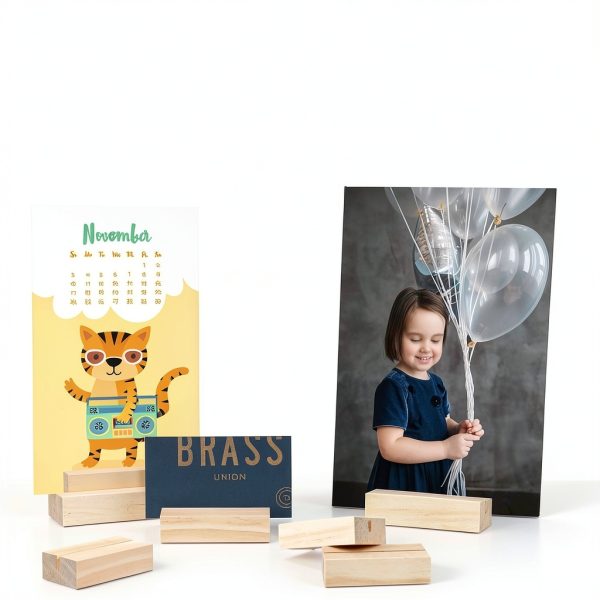 15 Pieces Wood Table Number Stands Wood Place Card Holders Picture Holder Acrylic Sign Holders for Ceremony Birthday Party Home Decoration-4